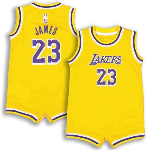 Image of Lebron James Los Angeles Lakers NBA Infants 0-9 Months Yellow Gold Icon Edition Romper Onesie Player Jersey