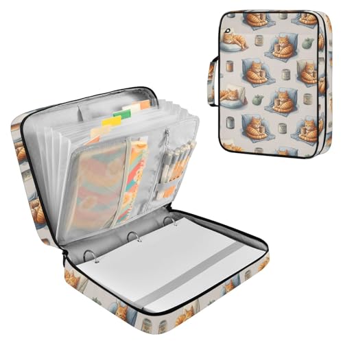 Classeur extensible 3 anneaux chaton orange à compartiments