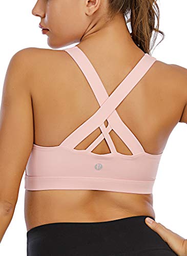 RUNNING GIRL Sports Bra for Women, Criss-Cross Back Padded Strappy Sports Bras Medium Support Yoga Bra with Removable Cups - Image 4