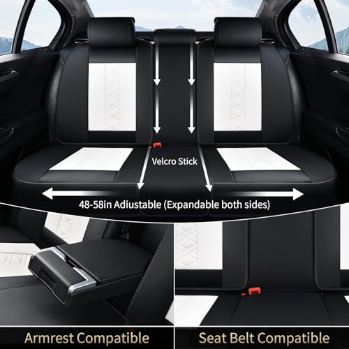Image of FLORICH Seat Covers, Atomutive Car Seat Covers Full Sets, Waterproof Seat Cover for Cars, Luxury Leather Universal Seat Cover Accessories Fit for Most Cars SUV Truck Sedans(White)