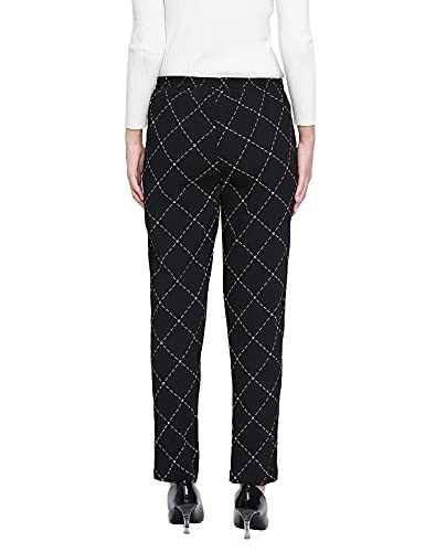 Image of Oxolloxo Women Regular Fit Polyester Pencil Check Casual Black Pant