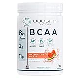 Boost-it Nutrition – 11g Sport BCAA | Muscle Recovery, Energy & Hydration Post Workout Formula | 8 Grams 2:1:1 Branched Chain Amino Acids + 3g Amino & Hydration Blend | Watermelon, 30 Servings