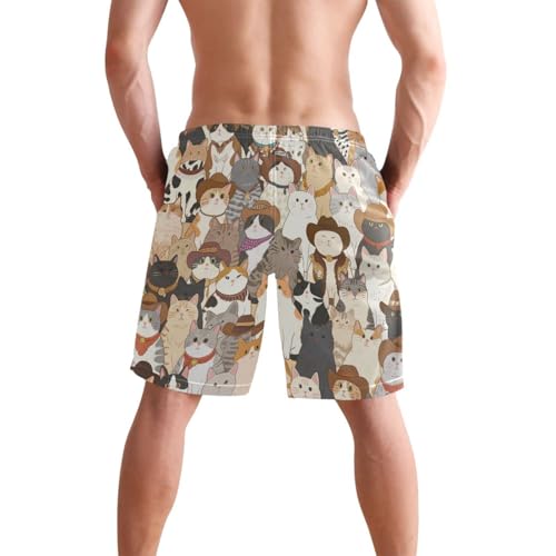 Short de bain rétro western pour chat avec boxer de compression intégré