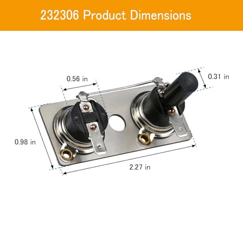 Image of Water Heater Switch 232306 - Compatible with Suburban RV Water Heaters, 120V Thermostat & Limit Switch (T-Stat), Replacement for Model 232306