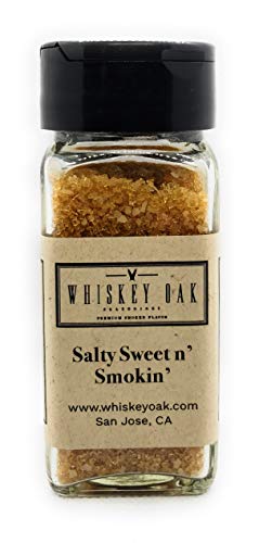 Whiskey Oak Salty Sweet n' Smokin' - 3.00 oz Kosher Salt and Raw Sugar Naturally Smoked using Oak Whiskey Barrels, Whiskey Oak Seasonings