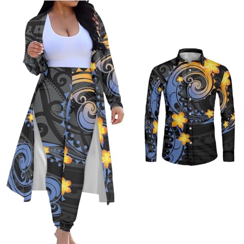Polynesian Couples Outfits Matching Sets Puletasi Tatau Plus Size Cloak Coat Pants Outfits and Men Aloha Shirts
