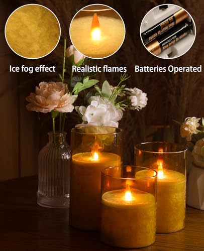 Across BHJ-T3-01 Amber Gold Flameless Candles With Remote Control, Battery Operated Candles Led Pillar Fake Candle thumb #3