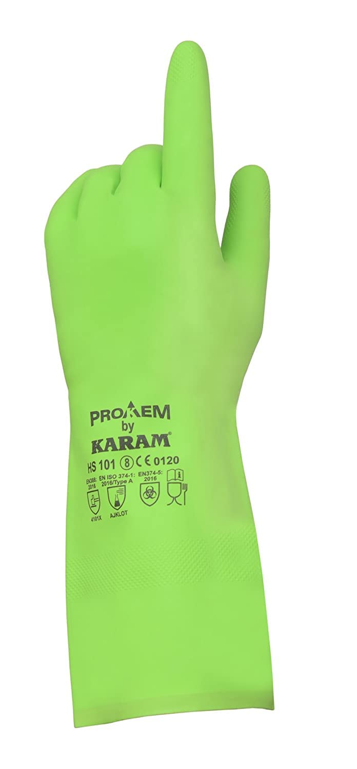 Karam ISI Certified ProKem Chemical Resistent Nitrile Rubber Glove| HS101| Size - 09
