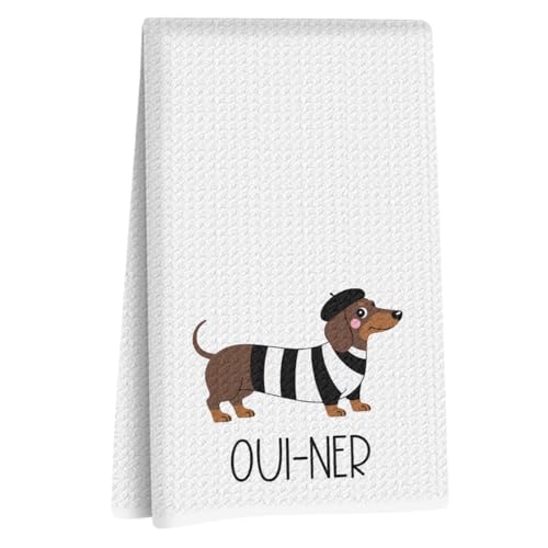 Image of Hanamiya Na Dachshund Kitchen Towels 24x14 Inch, Dachshund Gifts Reusable Cleaning Dish Towels for Kitchen Bathroom Decor, Waffle Weave Hand Cloth Tea Towel, Funny Dog Gifts for Women Mom Friend