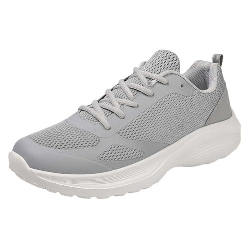Generisch Zapatillas de deporte para hombre, de gran tamaño, antideslizantes, para correr, trekking, con malla, transpirables, ligeras, deportivas, para exteriores, gris, 46 EU