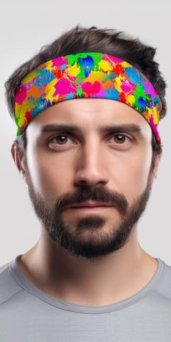 Image of Duwoni Sports Headbands for Men, Moisture Wicking Workout Headband, Sweatband Headbands for Running,Cycling,Football,Yoga,Tennis,Hiking,Hairband for Women and Men