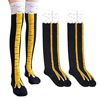 Qaestuan 2 Paia Calzini con Cosce di Pollo, Calze al Ginocchio con Gambe di Pollo 3D, Personnalisation Chicken Legs Socks, Divertenti Calzini Divertenti a Zampa di Gallina, per Cosplay, Festa