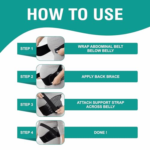 Image of Evissa Maternity Belt Pregnancy Support, 4 In 1 Breathable Pregnancy Belly Support Band for Abdomen Pelvic Waist and Back Pain, Adjustable Belly Brace for Pre and Postpartum Band