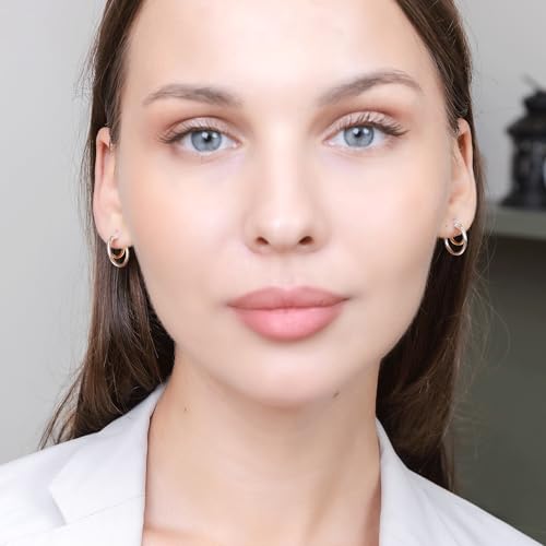 Hoops & Loops 925 Sterling Silver Double Circle Round-Tube Polished Click-Top Hoop Earrings for Women, 15mm 20mm 25mm2