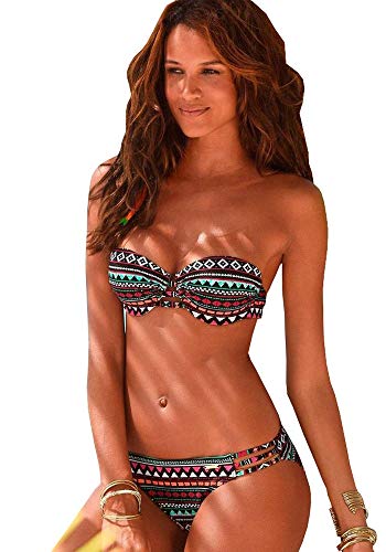 Bruno Banani Damen Neckholder Balconette Bügel Bikini (Black Print, 42C)