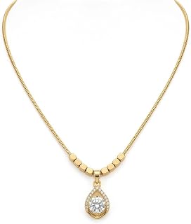 Dbell Crystal Pendant Necklace for Women Girls Gold Plated Stainless Steel Anti Tarnish Snake Chain Minimal Jewellery Gift... Price In India