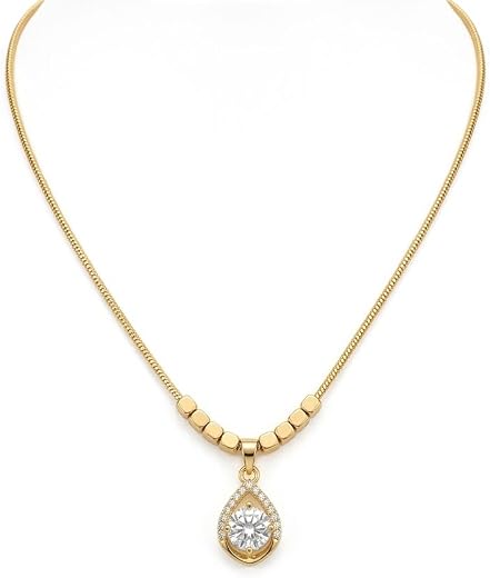 Dbell Crystal Pendant Necklace for Women Girls Gold Plated Stainless Steel Anti Tarnish Snake Chain Minimal Jewellery Gift...
