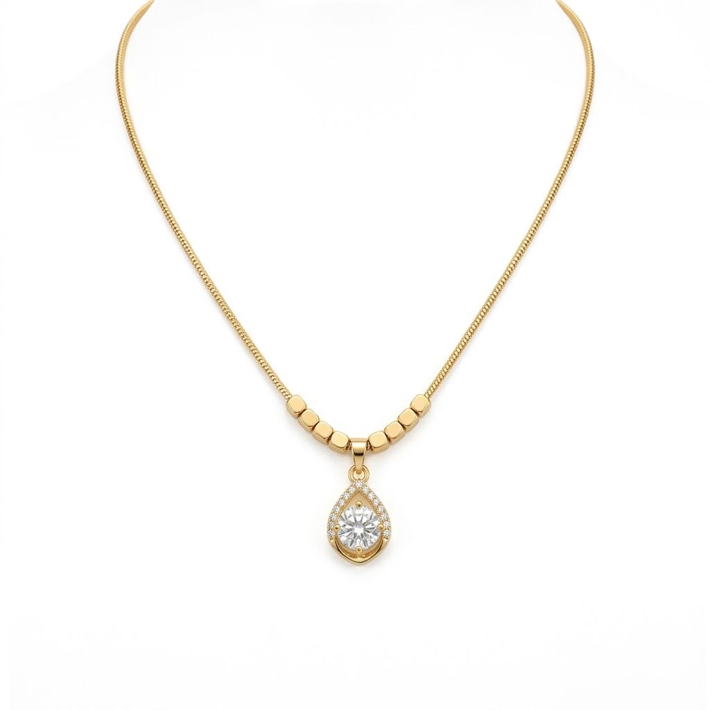 Dbell Crystal Pendant Necklace for Women Girls Gold Plated Stainless Steel Anti Tarnish Snake Chain Minimal Jewellery Gift... - Review, Price and Buying Guide