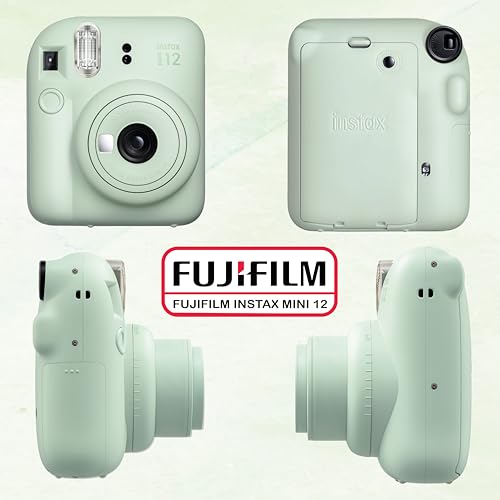 Image of Fujifilm Instax Mini 12 Instant Camera Bundle with Fujifilm Instax Mini Instant Film Value Pack (60 Sheets) with Accessories Including Protective Case, Strap, Photo Album (Mint Green)