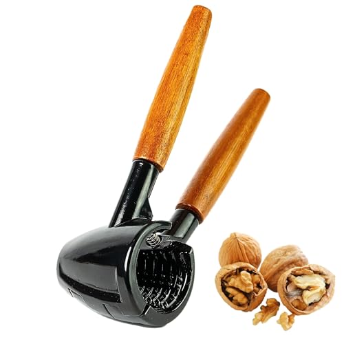 Schiaccianoci con manico in legno pregiato, 16 cm, 100 giorni, test senza rischi, schiaccianoci per noci e noci del Brasile, senza schiacciamento nucleare, incluso e-book con ricette, facile