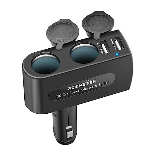 Cargador de coche, adaptador de encendedor de cigarrillos, 4 en 1, toma de corriente múltiple de 12 V/24 V, 120 W CC, divisor de salida con puertos USB duales y encendedor de cigarrillos de 2 enchufes