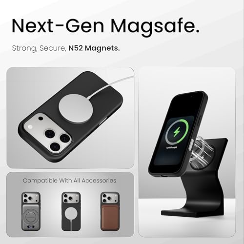 Image of CASEGEAR Silicone Snap Fit Back Cover Case Compatible with iPhone 17 Pro | 8 Feet Drop Protection | Compatible with MagSafe | 360 Protection | Shockproof & Scratch Resistant | Midnight Black