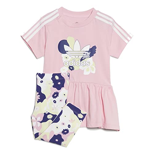 adidas Dress Set Baby Girls, Top:True Pink Bottom:White/True Pink S19/ALMOST Lime S22/LEGACY Indigo S22, 1218