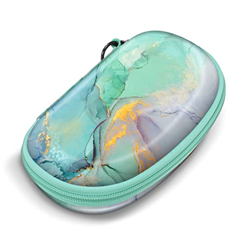 Fintie Sunglasses Case With Carabiner, Hard Shell Shockproof Sport Glasses Case Travel Zipper Eyeglasses Case, Emerald Marble #TOP19