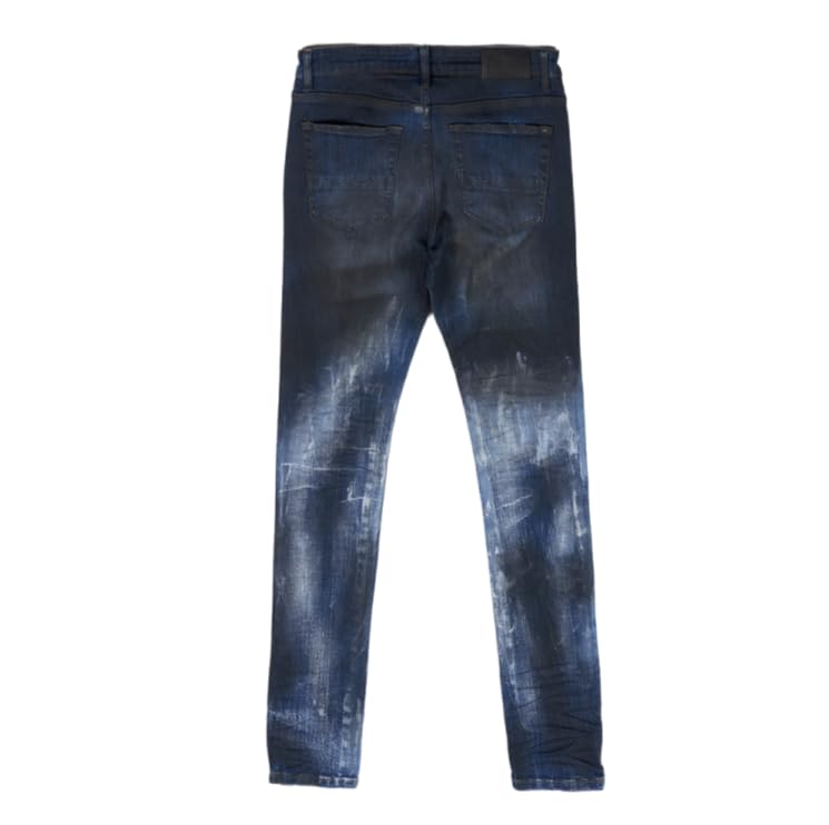 Men's Slim-fit Mid-Fise Tie-Dye Distressed Denim Jeans with a Retro Style.2
