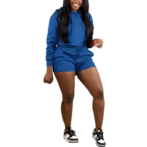 TOPSRANI Womens Two Piece Outfits Bodycon Tracksuit Sweatsuits Hoodie Solid Jogger Biker Workout Lounge Long Sleeve Pant Sets4