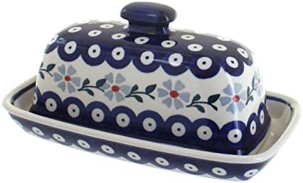 Blue Rose Polish Pottery Blue Violet Butter Dish