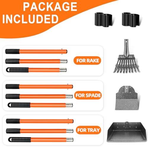 Image of TNELTUEB Scooper Adjustable Long Handle Metal Tray Rake and Spade Poop Scooper for Dogs Pack Poop Scoop Pet Waste Removal Poop Scoop for Large Dogs and Pets Great for Lawns Grass Gravel