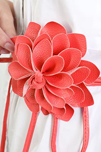 Teeyee Women Girls Big Decor Flower Waist Chain/Rope/Belt (Red, One Size) #TOP4