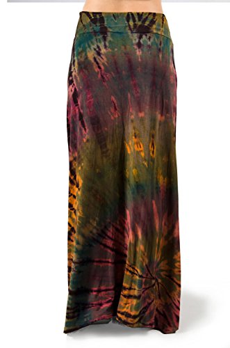 TCG Women's Tie-Dye A-Line Maxi Skirt - Muted Rainbow2