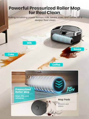 Image of Lefant Robot Vacuum and Mop, 20000Pa Strong Suction, Self-Cleaning Roller Mop with Auto Drying, LiDAR Navigation & Obstacle Avoidance, Tangle-Free Pet Hair, Slim, 800ml Dustbin, 5G WiFi, M210 Pro OMNI