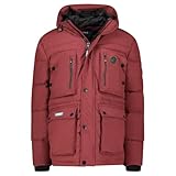  Geographical Norway Albert Men - Parka Longue Chaude Homme Automne Hiver - Manteau Impermeable Deperlant - Veste Capuche Fourrure Outdoor - Blouson Coupe Vent - Hommes (Bordeaux XXL)