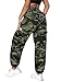 XYXYING Women’s Lightweight Quick-Dry Camo Cargo Pants - Tapered Leg Elastic Drawstring Waistband Breathable Tactical Pants