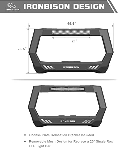 Image of IRONBISON Bull Bar Fit 2019-2024 Chevy Silverado 1500 (Exclude 2019 Silverado 1500 LD /Trims with Super Cruise System) Pickup Truck Front Bumper Grille Guard Compatible with 20 inch LED Light