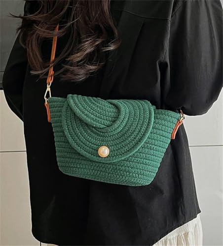 Trendy Summer Woven Crossbody Shoulder Bag for Women Small Straw Shell Tote Purse Vacation Beach Handbags3