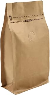 EverPack 50pcs 4oz Kraft Paper Stand Up Coffee Bag with Air Release Valve and Reusable Side Zipper