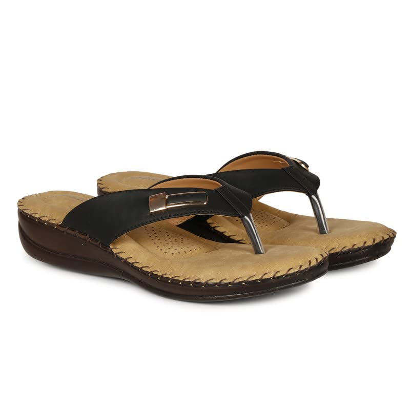 GLANCE FEET Soft & Stylish Womens Flip-Flops GF-D43 BLK 3 (B0BK51JM76) Amazon Price History, Amazon Price Tracker