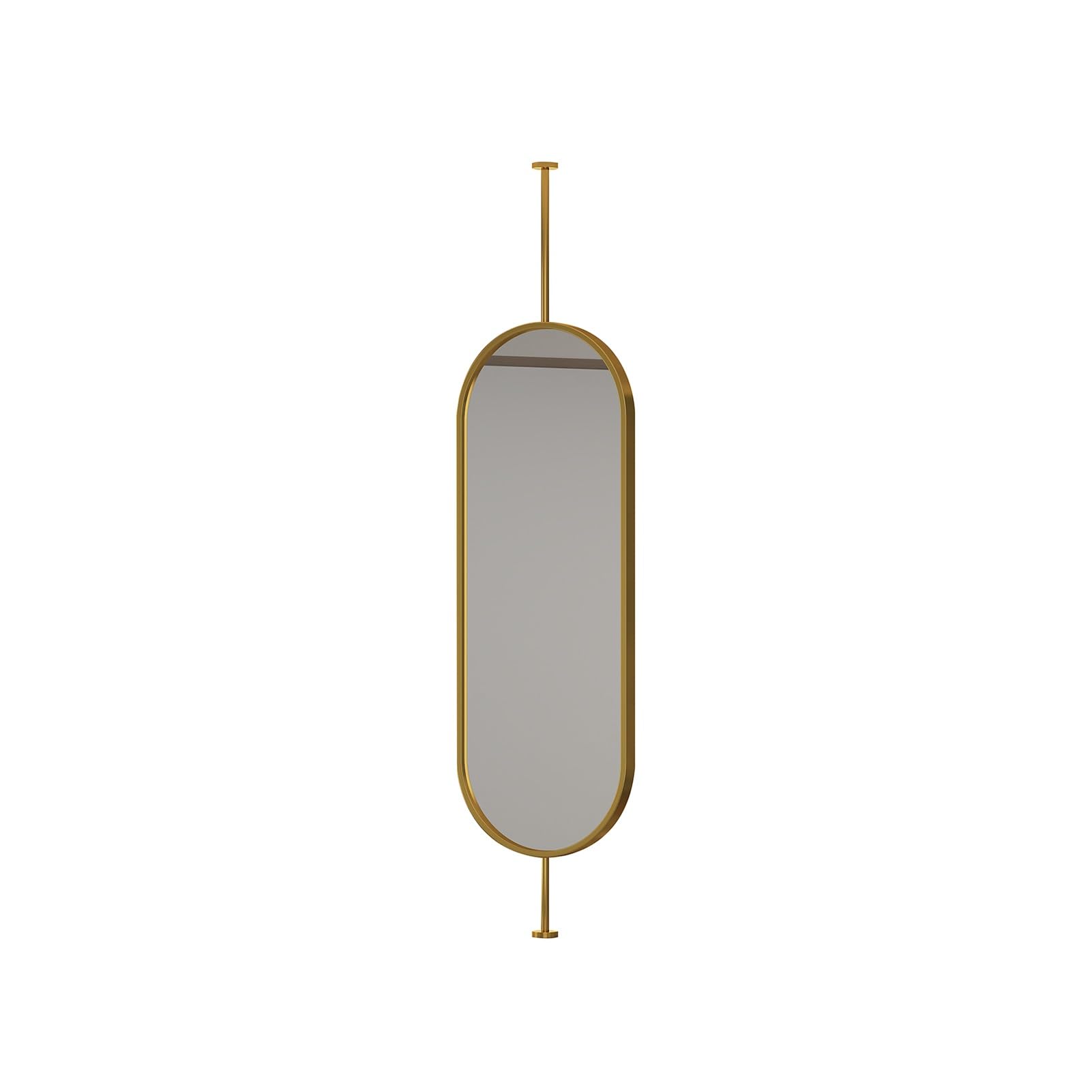 XTGDIEM Oval Suspended floating Mirror (vanity/shaving/makeup Mirror) With Customizable Metal Rod; Suitable For Entryways, Hotels, Bedrooms, And Bathrooms(Gold,60x100cm)