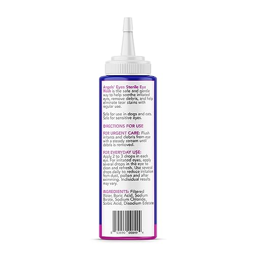 ANGELS-EYES-Multi-Purpose-Sterile-Eye-Wash-4-oz-Eye-Cleaner-and-Rinse-Tear-Stain-Reducer-for-Allergies-Debris-Mucus-Irritation-and-Weepy-Eyes-for-All-Dogs-with-Boric-Acid ANGELS EYES Multi Purpose Sterile Eye Wash 4 oz Eye Cleaner and Rinse Tear Stain Reducer for Allergies Debris Mucus Irritation and Weepy Eyes for All Dogs with Boric Acid
