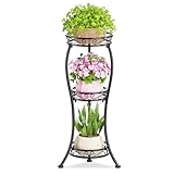 KMOTASUO 3 Tier Tall Metal Plant Stand, 33 Inch Plant Stands Indoor Outdoor, Rustproof Iron Flower Pot Holder Display Rack for Corner Patio Garden Balcony Living Room(Black)