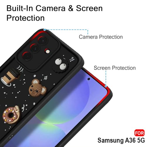 Image of TheGiftKart Back Cover Case for Samsung Galaxy A36 5G | Cute Fun Cartoon 3D Bear Coffee Case | Full Camera Protection | Shockproof Back Cover Case for Samsung Galaxy A36 5G (Silicone, Black)