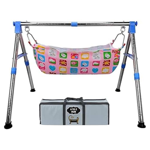 A TO Z HUB Boy's and Girl's Portable Folding ghodiyu, with Free Cotton Cloth. (Super Folding Nri (Blue))