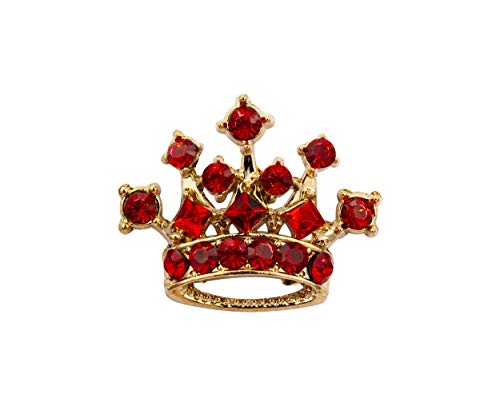 Knighthood Golden Crown with Red Swarovski Detailing Lapel Pin Brooch Shirt Stud for Men