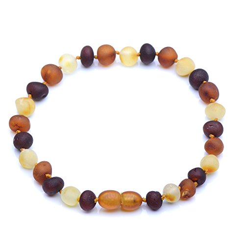 Genuine Amber Unisex Bracelet - Knots Between Natural Beads from The Baltic Sea - Authentic Certified Amber Jewelry Hand-Assembled in Europe - Screw Clasp Fastening - Mixed - 8.6 inches