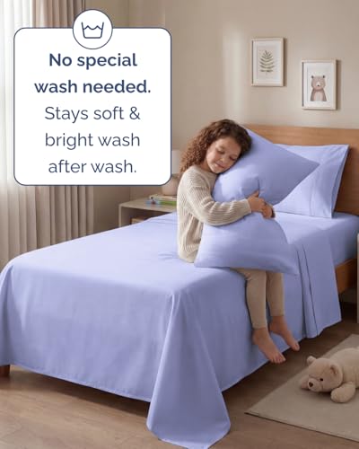 Image of Twin 4 Piece Bed Sheet Set - Comfy, Breathable & Cooling Sheets - Lavender | Ultra Soft Hotel Luxury Bedding Set with 8-16 Inch Deep Pockets, 1 Flat & 1 Fitted Sheet & 2 Pillowcases, Wrinkle & Fade Free