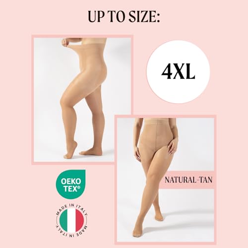 Image of CALZITALY High Waist Tights Tummy Control Top - 20 Denier Shaping Pantyhose, Sheer Shaping Tights for Women All Day Use